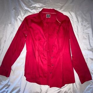 Red Button Down Blouse